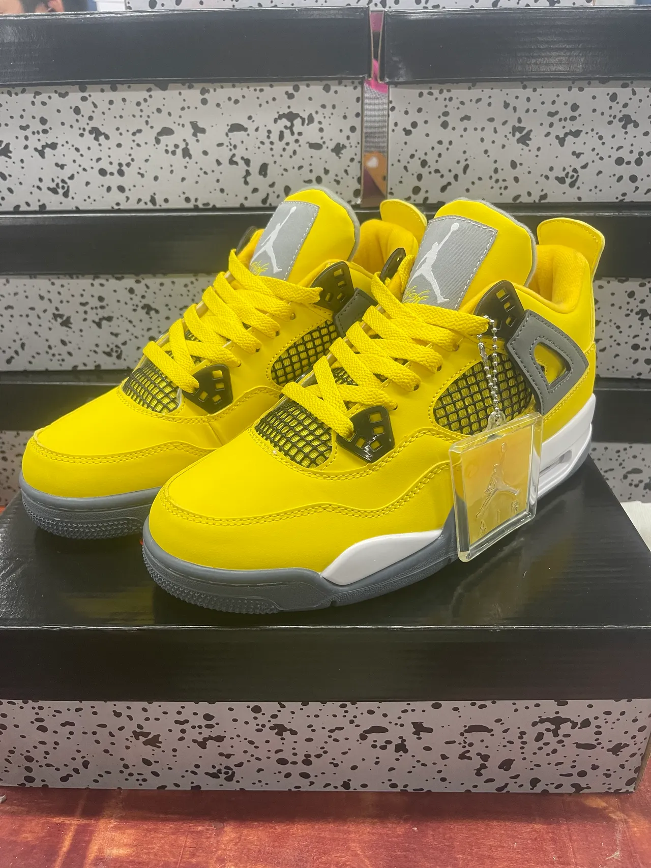 Air Jordan 4 Yellow Gray White Basketball Shoes 7