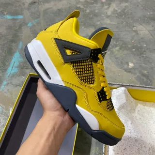 Air Jordan 4 Yellow Navy White Zapatos de baloncesto