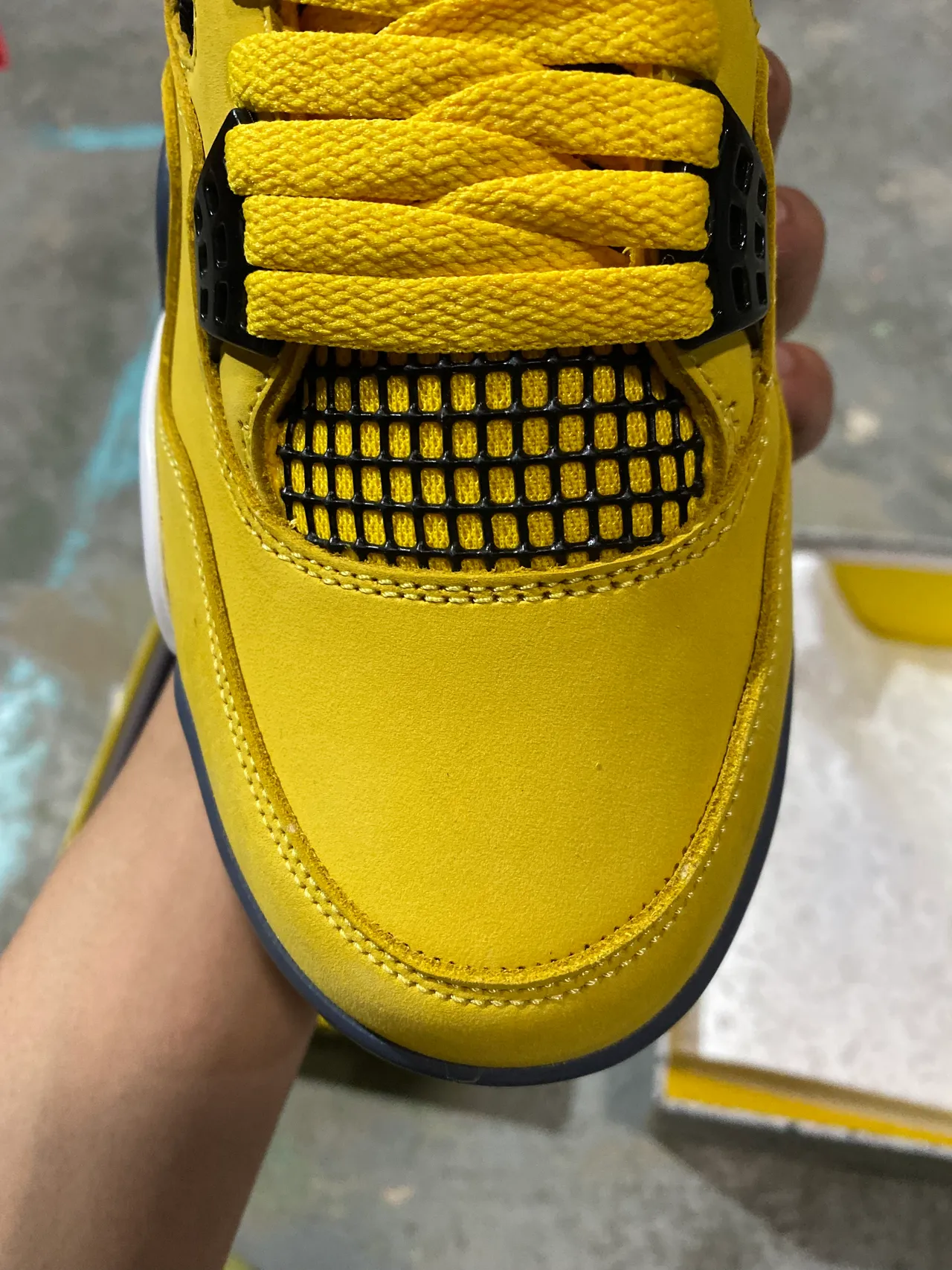 Air Jordan 4 Yellow Navy White Basketball Shoes 4