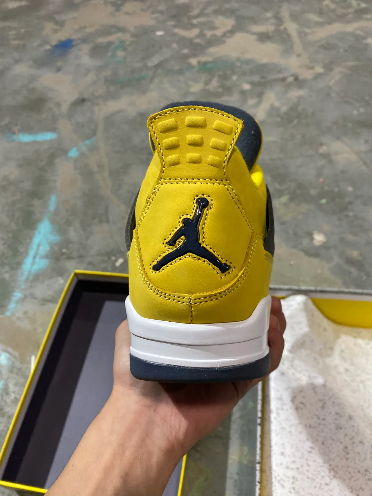 Air Jordan 4 Yellow Navy White Basketball Shoes 7