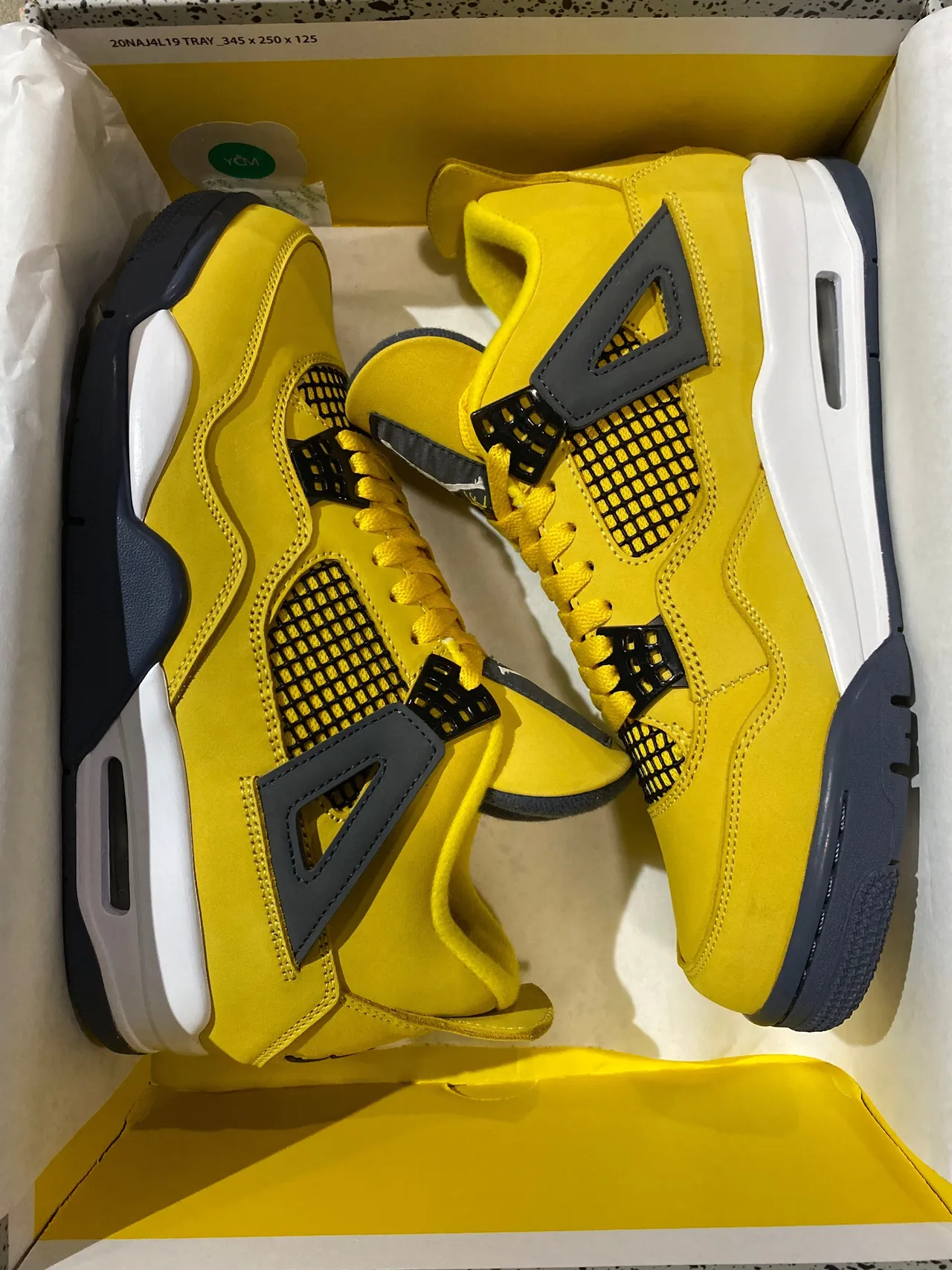 Air Jordan 4 Yellow Navy White Basketball Shoes 8