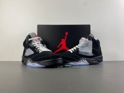 Air Jordan 5 Black Gray Mesh High-Top Basketball Shoes 14