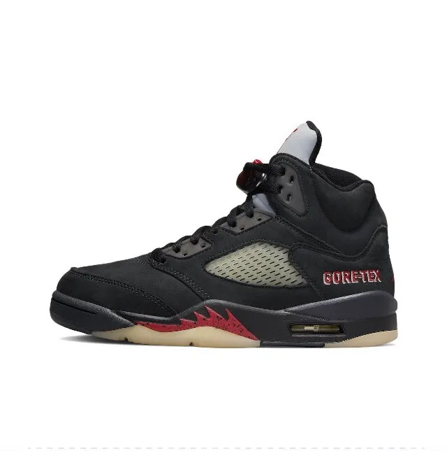 Air Jordan 5 Black Red Beige Basketball Shoes 5