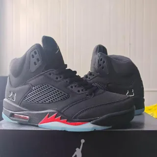 Air Jordan 5 Black Red Flame Basketball Shoes
