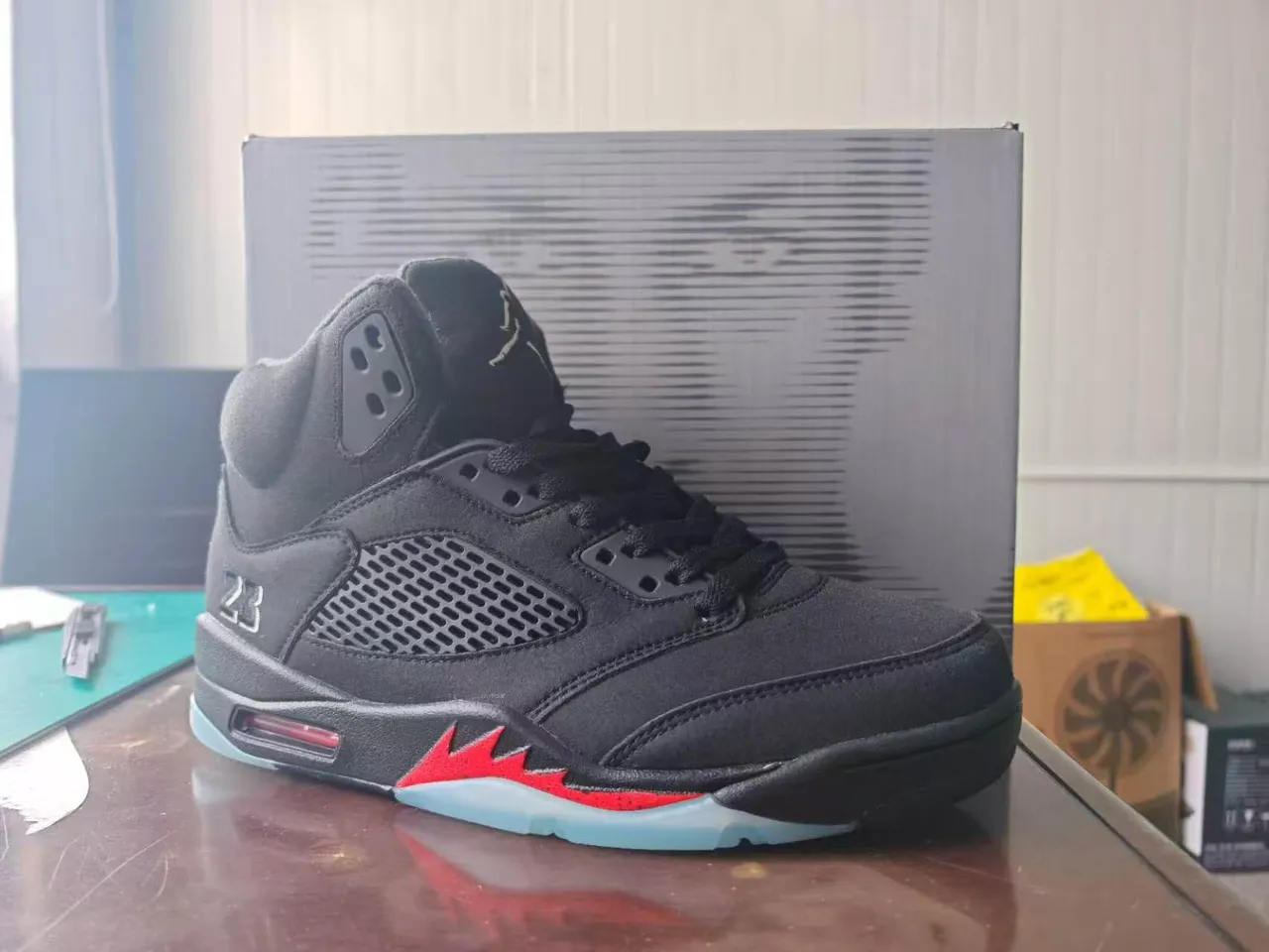 Air Jordan 5 Black Red Flame Basketball Shoes 2