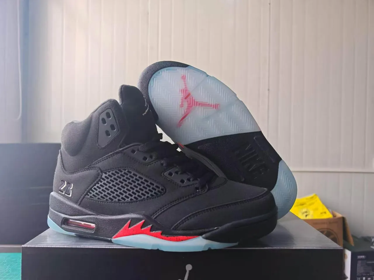 Air Jordan 5 Black Red Flame Basketball Shoes 6
