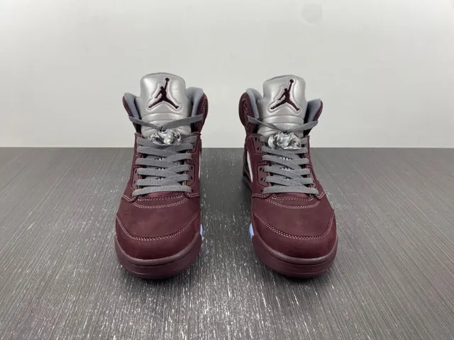 Air Jordan 5 Burgundy and Light Blue Basketball Shoes 3