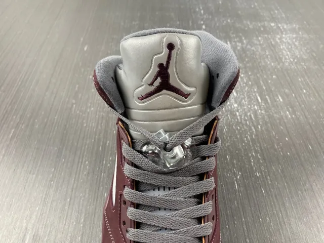 Air Jordan 5 Burgundy and Light Blue Basketball Shoes 8