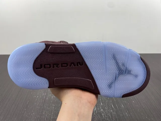 Air Jordan 5 Burgundy and Light Blue Basketball Shoes 10