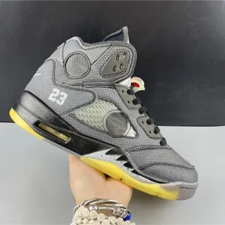 Air Jordan 5 Gray and Yellow Basketball Shoes