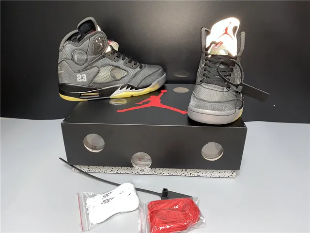 Air Jordan 5 Gray and Yellow Basketball Shoes 2