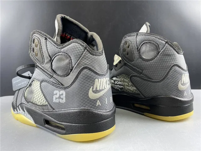 Air Jordan 5 Gray and Yellow Basketball Shoes 5