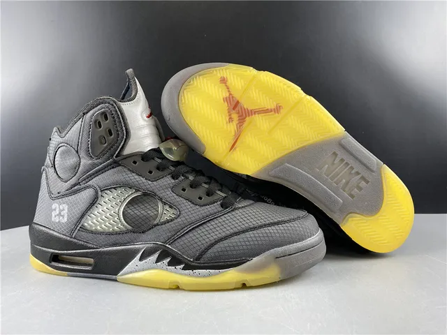Air Jordan 5 Gray and Yellow Basketball Shoes 8