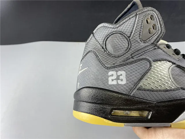 Air Jordan 5 Gray and Yellow Basketball Shoes 12