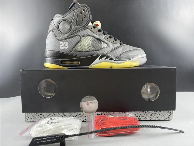 Air Jordan 5 Gray and Yellow Basketball Shoes 14