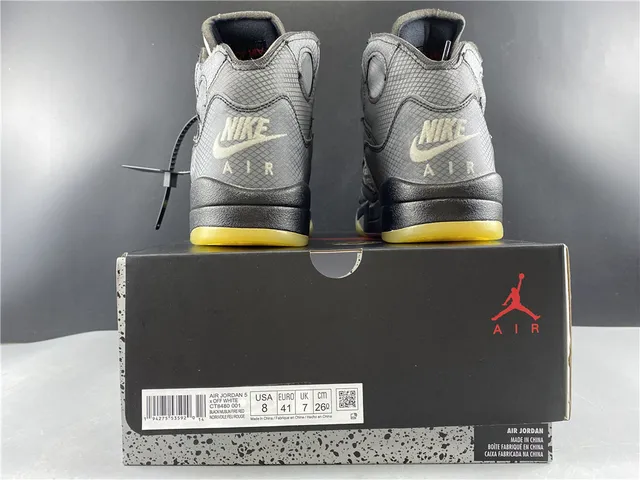 Air Jordan 5 Gray and Yellow Basketball Shoes 15