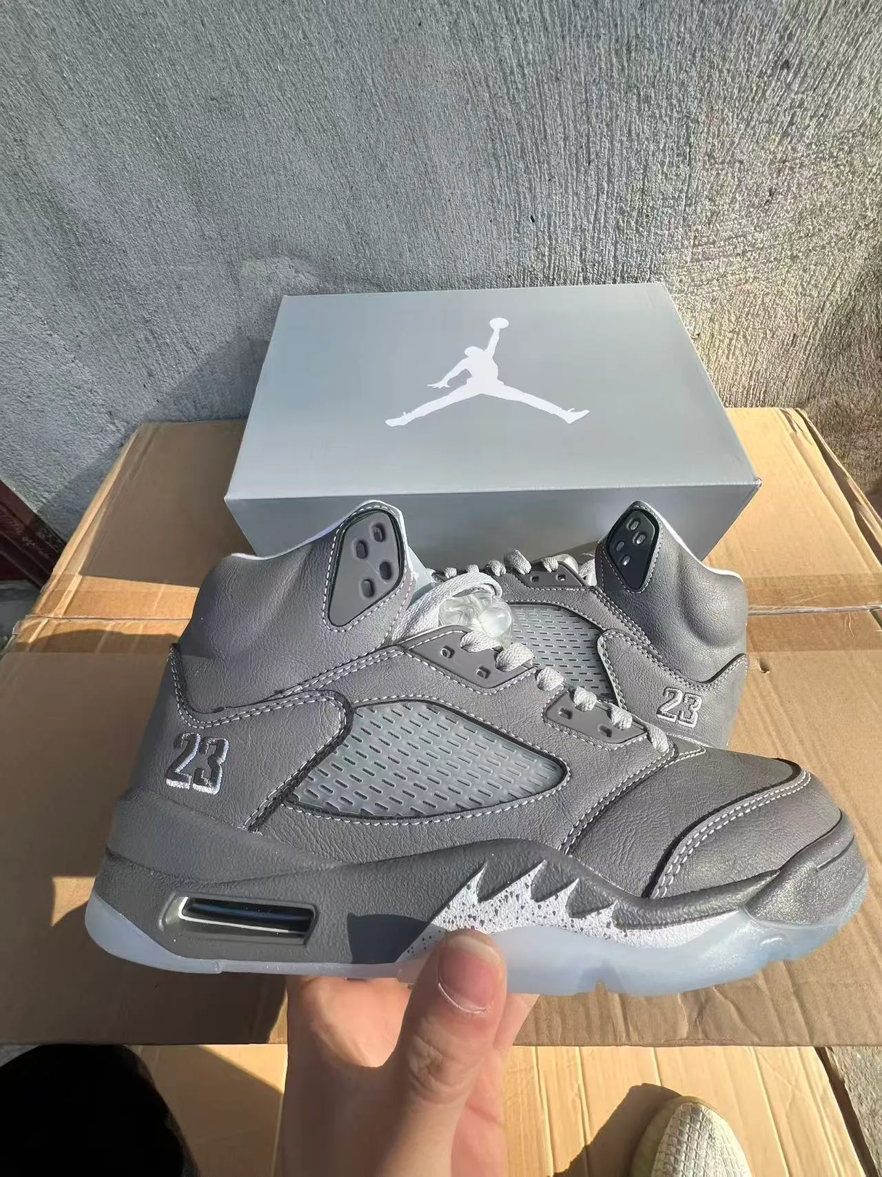 Air Jordan 5 Gray Monochrome Basketball Shoes 7