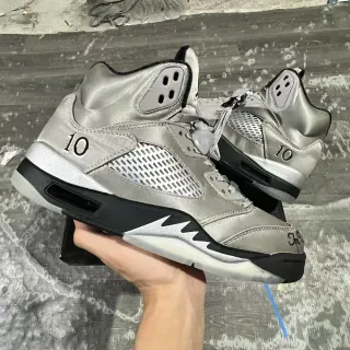 Air Jordan 5 Metallic Silver Black Basketball Shoes