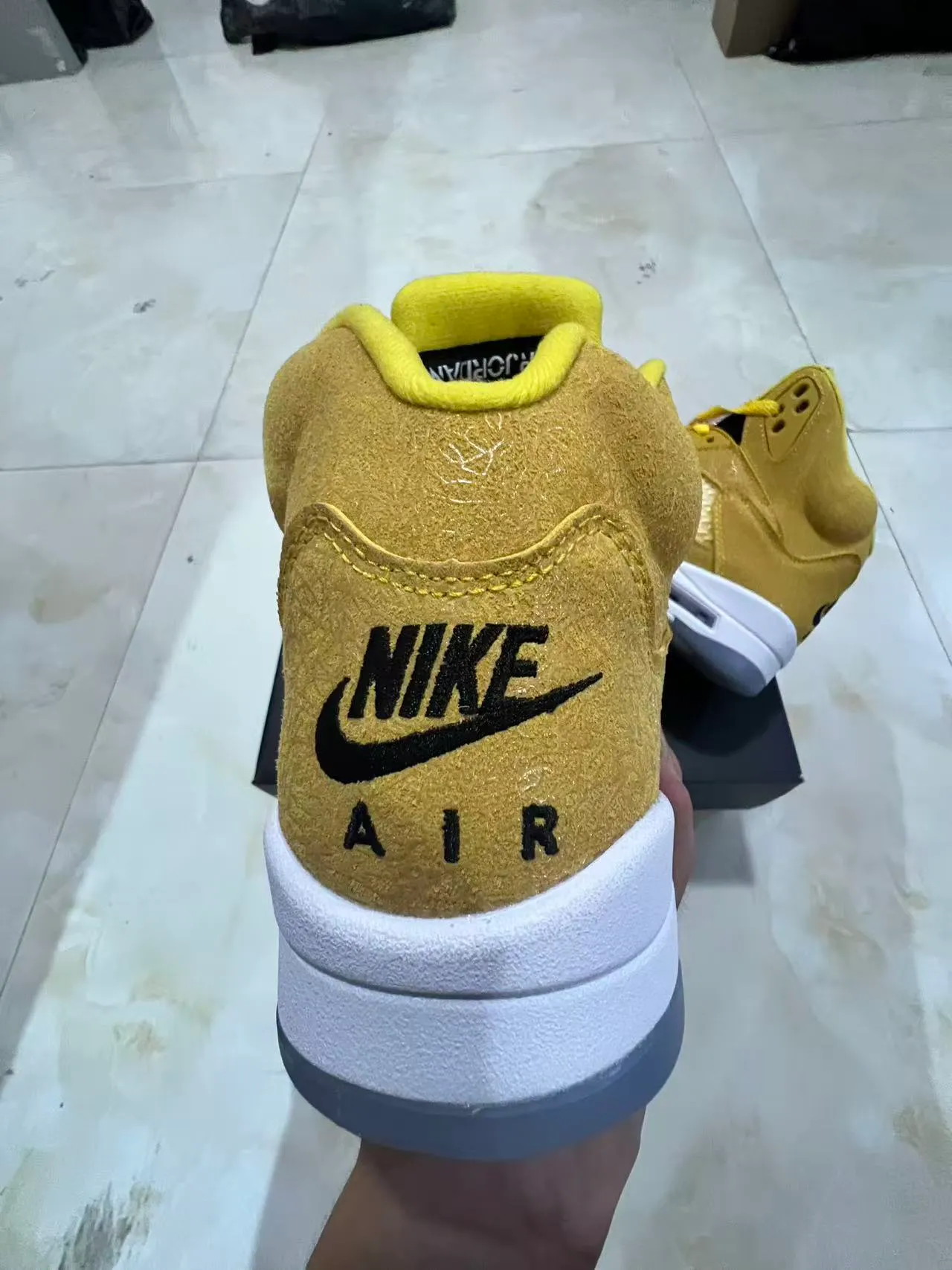 Air Jordan 5 Mustard Yellow Suede Mesh Basketball Shoes 8