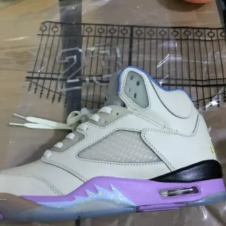 Air Jordan 5 Off-White Purple Black Basketball Shoes