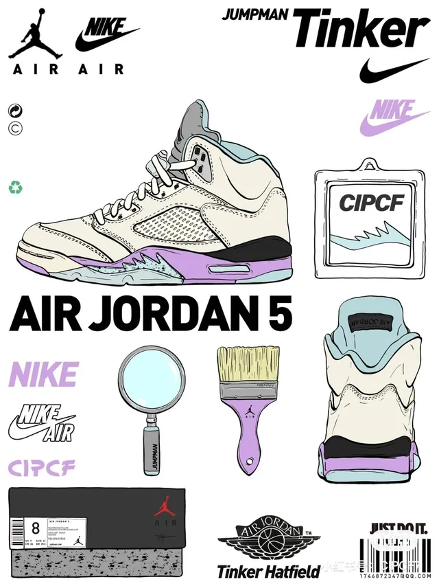 Air Jordan 5 Off-White Purple Black Basketball Shoes 6