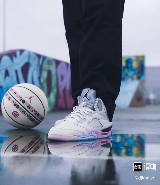 Air Jordan 5 Off-White Purple Black Basketball Shoes 9
