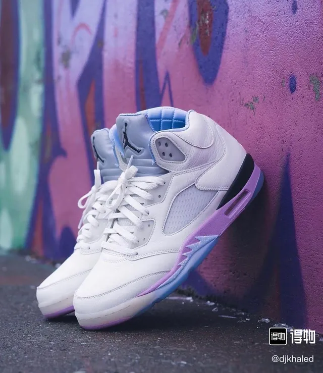 Air Jordan 5 Off-White Purple Black Basketball Shoes 10