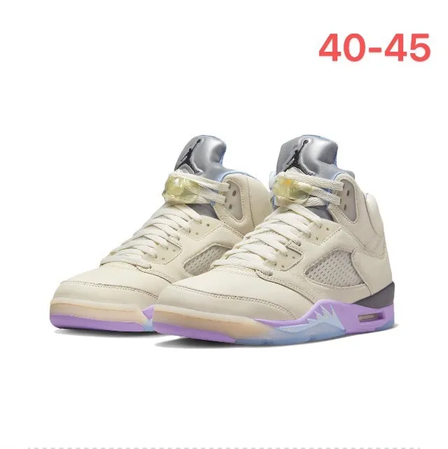Air Jordan 5 Off-White Purple Black Basketball Shoes 13