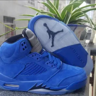 Air Jordan 5 Royal Blue Suede High-Top Basketball Shoes
