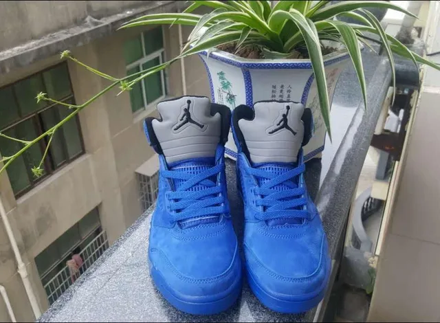 Air Jordan 5 Royal Blue Suede High-Top Basketball Shoes 7