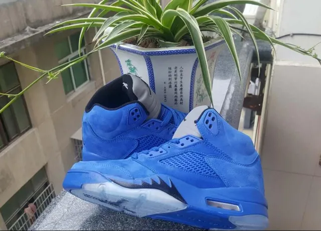 Air Jordan 5 Royal Blue Suede High-Top Basketball Shoes 8