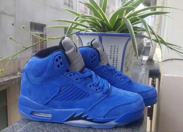 Air Jordan 5 Royal Blue Suede High-Top Basketball Shoes 10