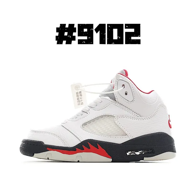 Air Jordan 5 White Black Red Basketball Shoes 3