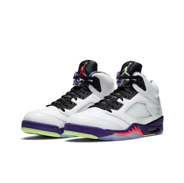 Chaussures de basketball Air Jordan 5 blanc violet vert néon rose 6