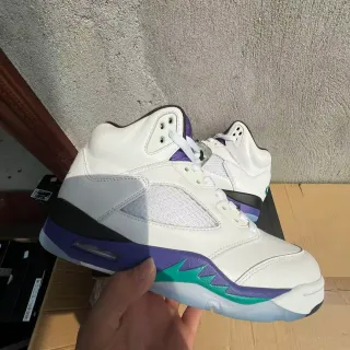 Air Jordan 5 White Purple Teal Basketball Shoes
