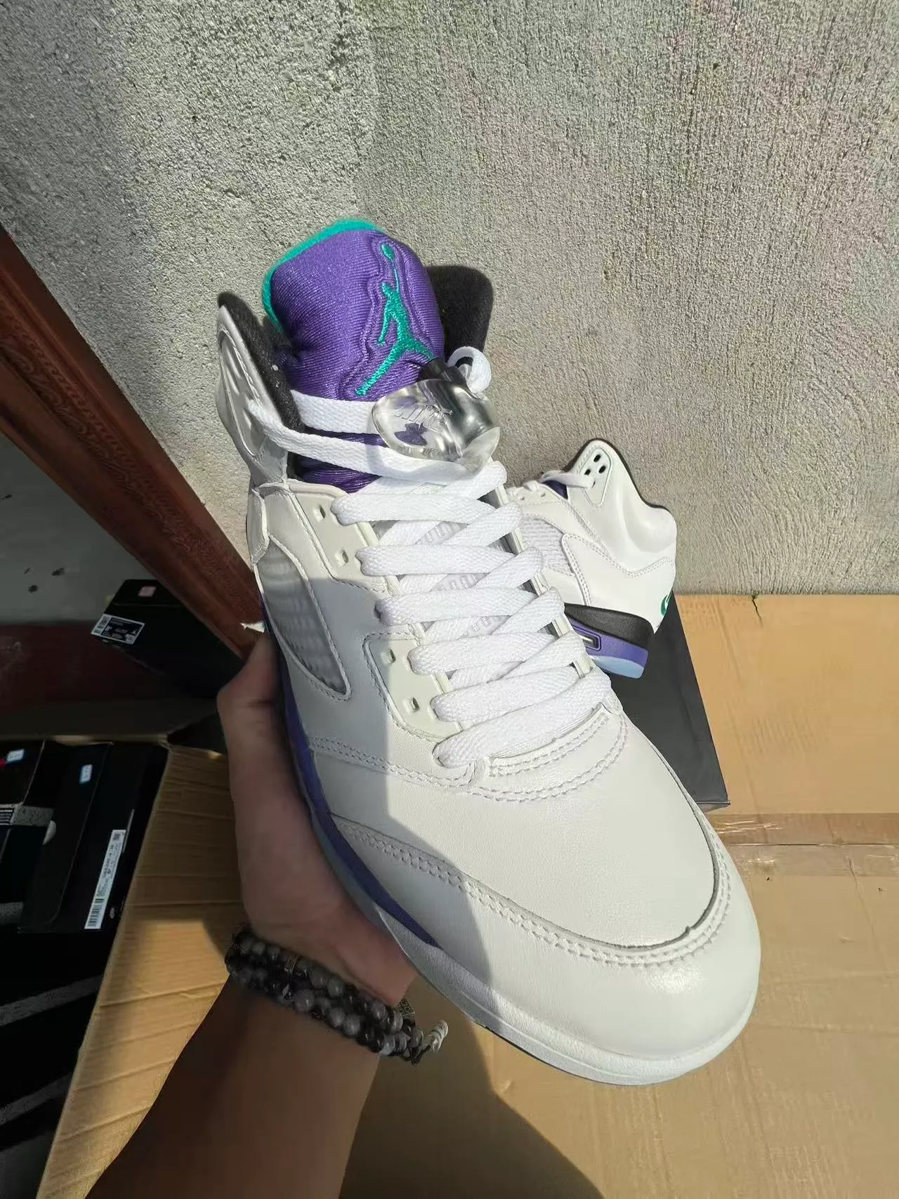 Air Jordan 5 White Purple Teal Basketball Shoes 2
