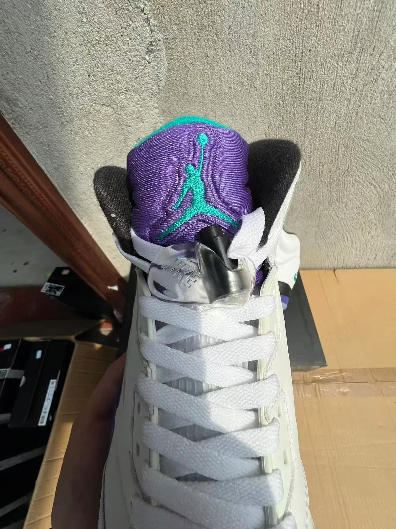 Air Jordan 5 White Purple Teal Basketball Shoes 4