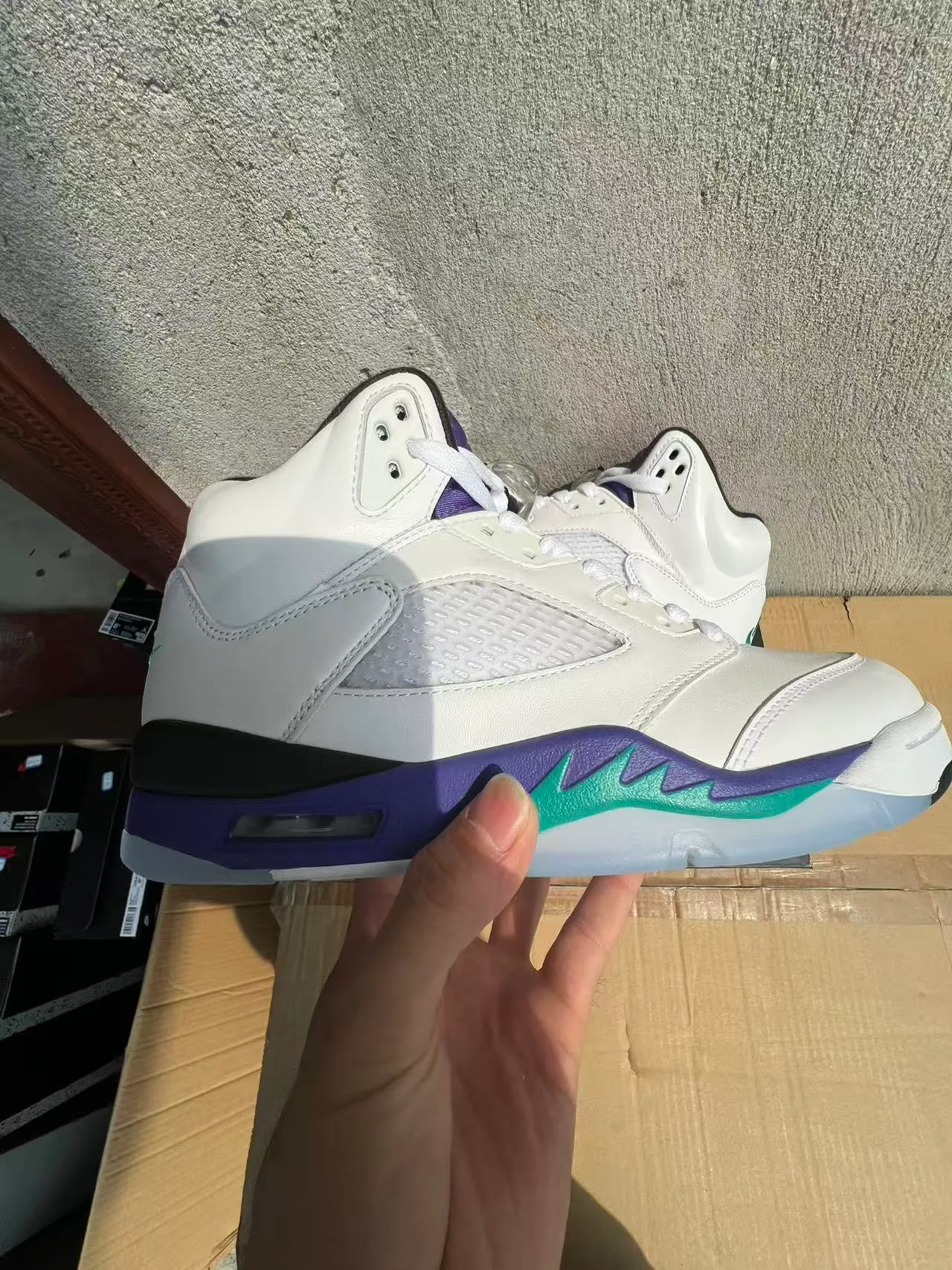 Air Jordan 5 White Purple Teal Basketball Shoes 5