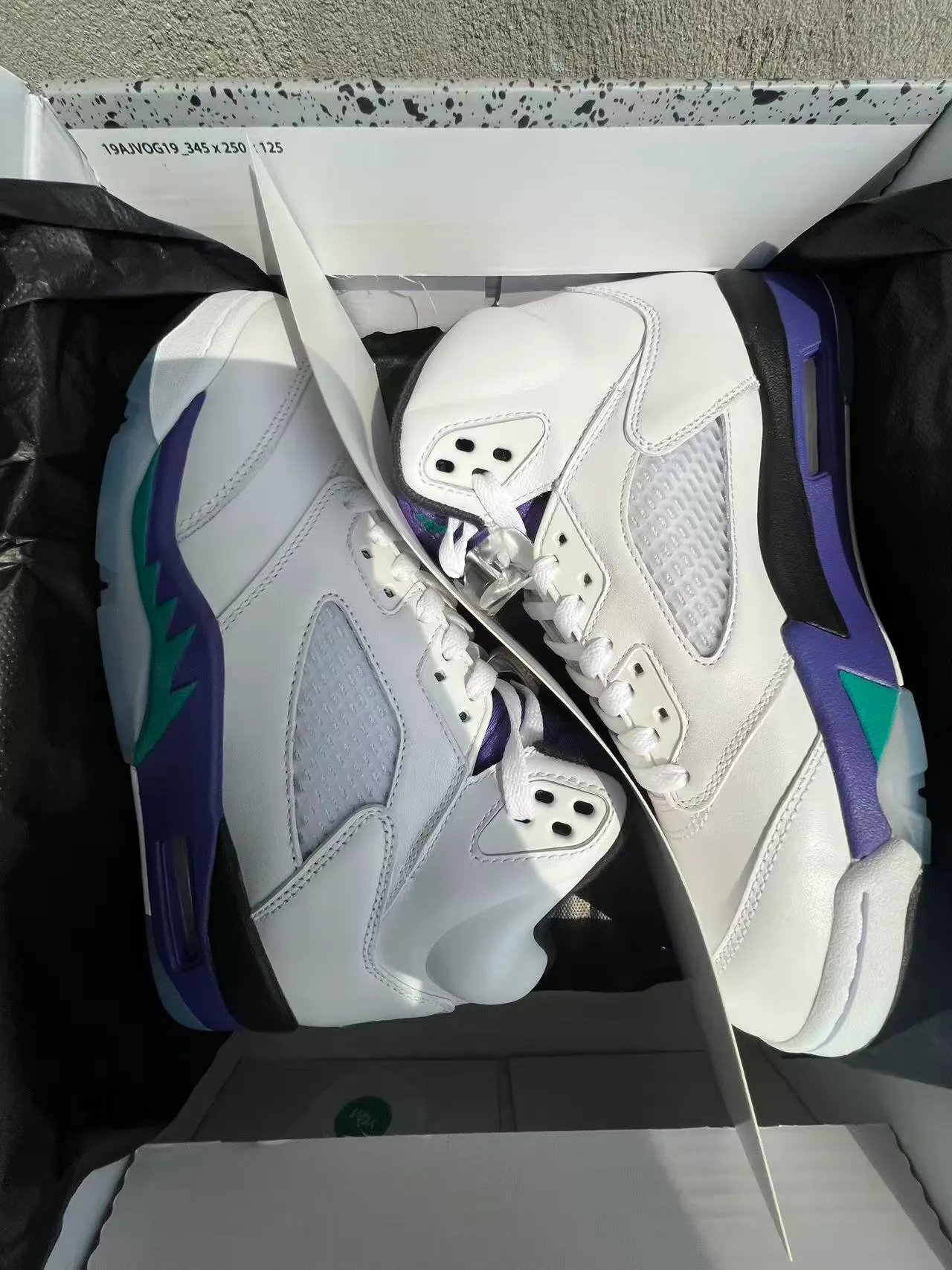 Air Jordan 5 White Purple Teal Basketball Shoes 7