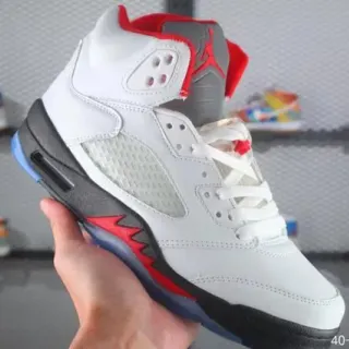 Air Jordan 5 White Red Black Basketball Shoes