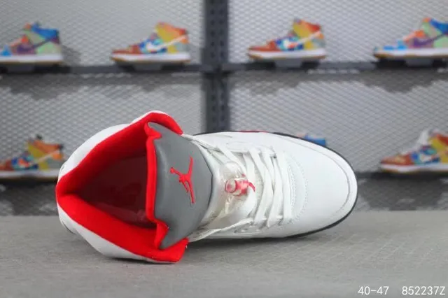 Air Jordan 5 White Red Black Basketball Shoes 5