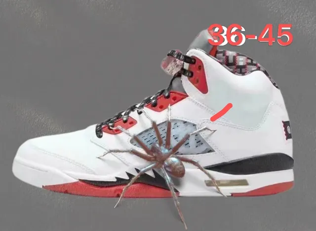 Air Jordan 5 White Red Black Basketball Shoes 2