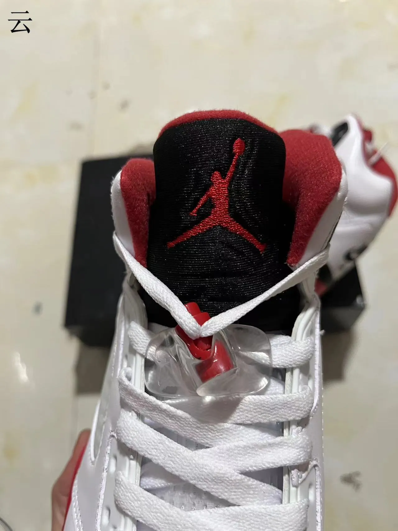 Air Jordan 5 White Red Black Basketball Shoes 4