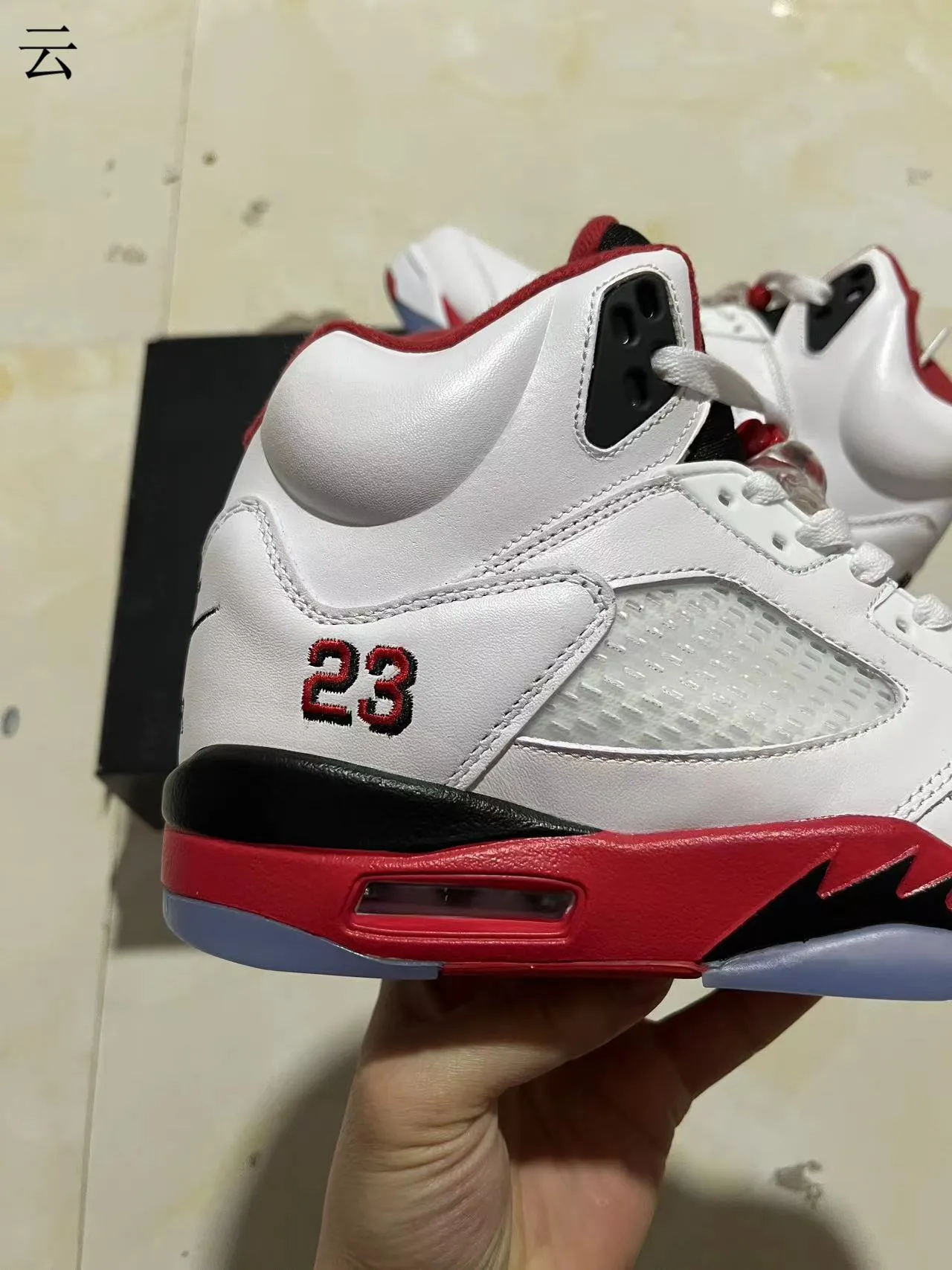 Air Jordan 5 White Red Black Basketball Shoes 7