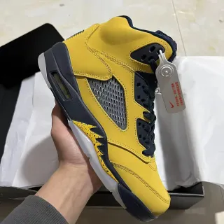 Air Jordan 5 Amarillo y Azul Marino Zapatillas de Baloncesto