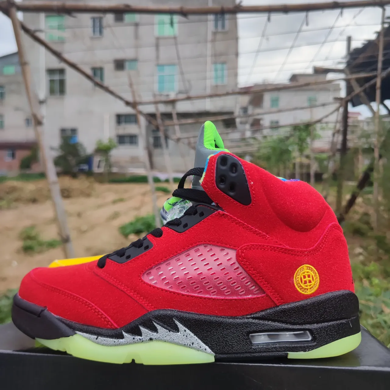 Air Jordan 5 Yellow Purple Neon Green Basketball Shoes 2