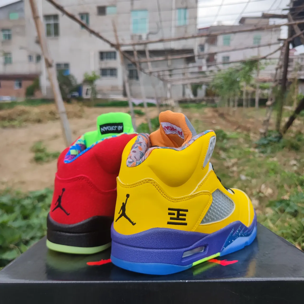 Air Jordan 5 Yellow Purple Neon Green Basketball Shoes 3