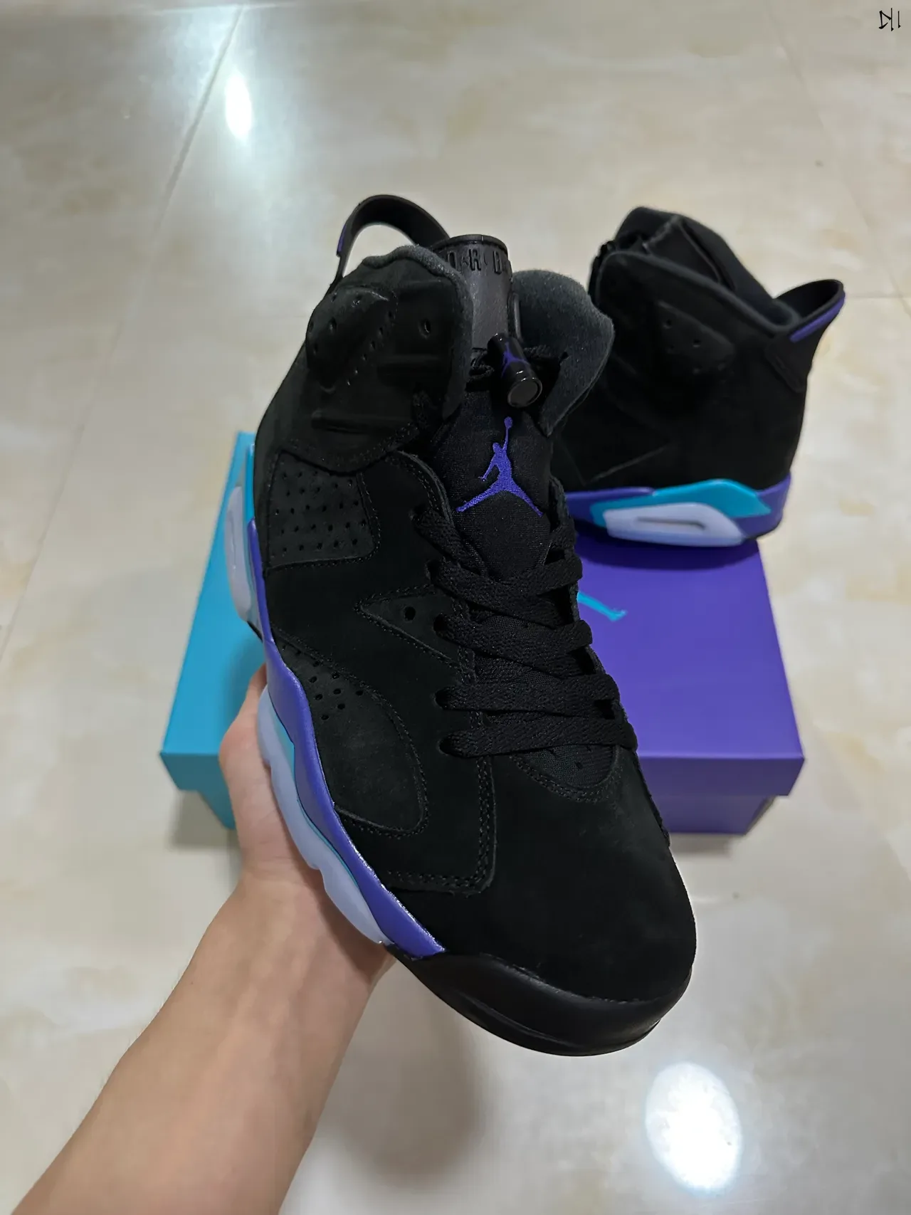 Air Jordan 6 Noir Violet Turquoise Chaussures de basket 2