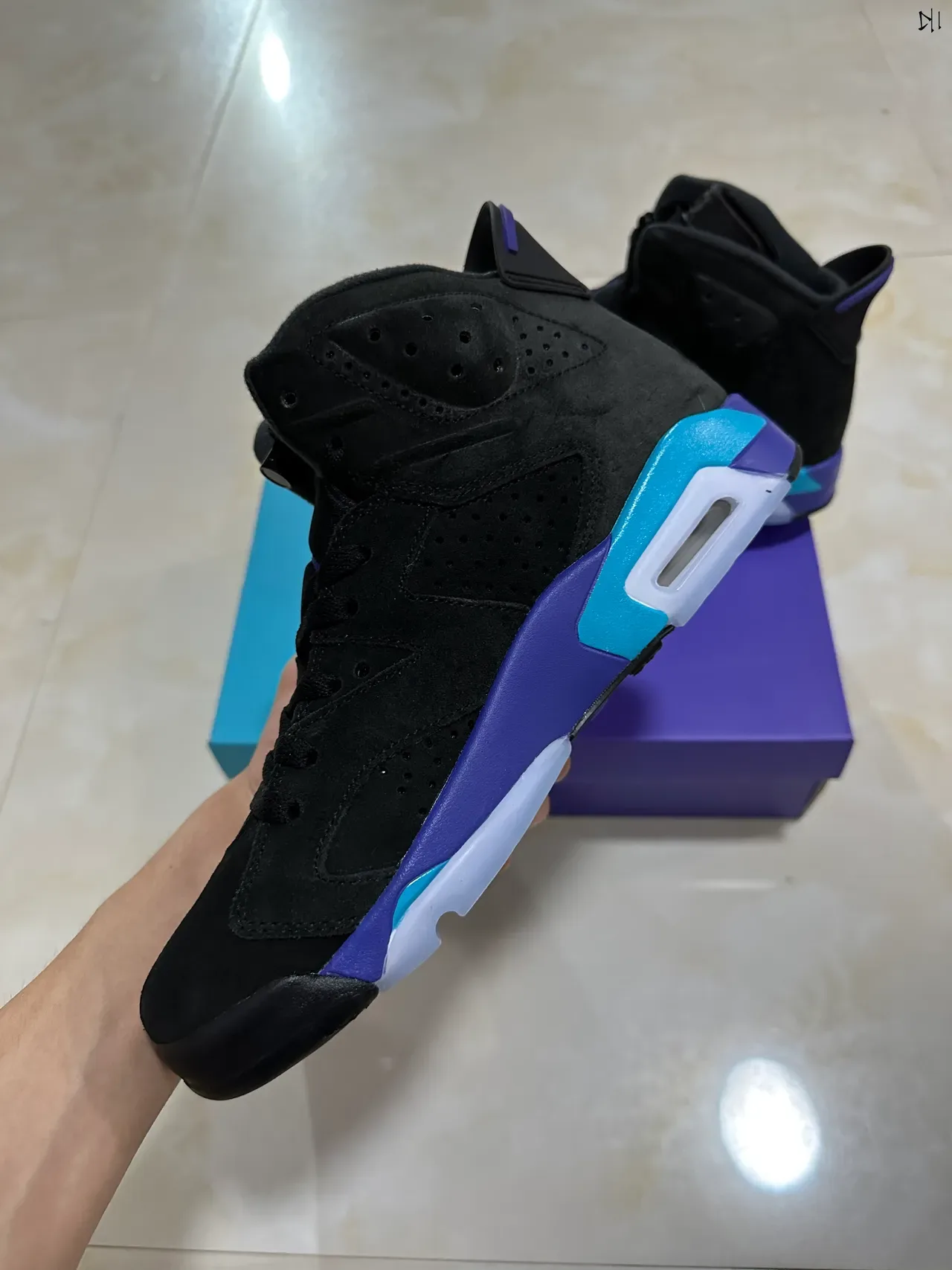 Air Jordan 6 Noir Violet Turquoise Chaussures de basket 5