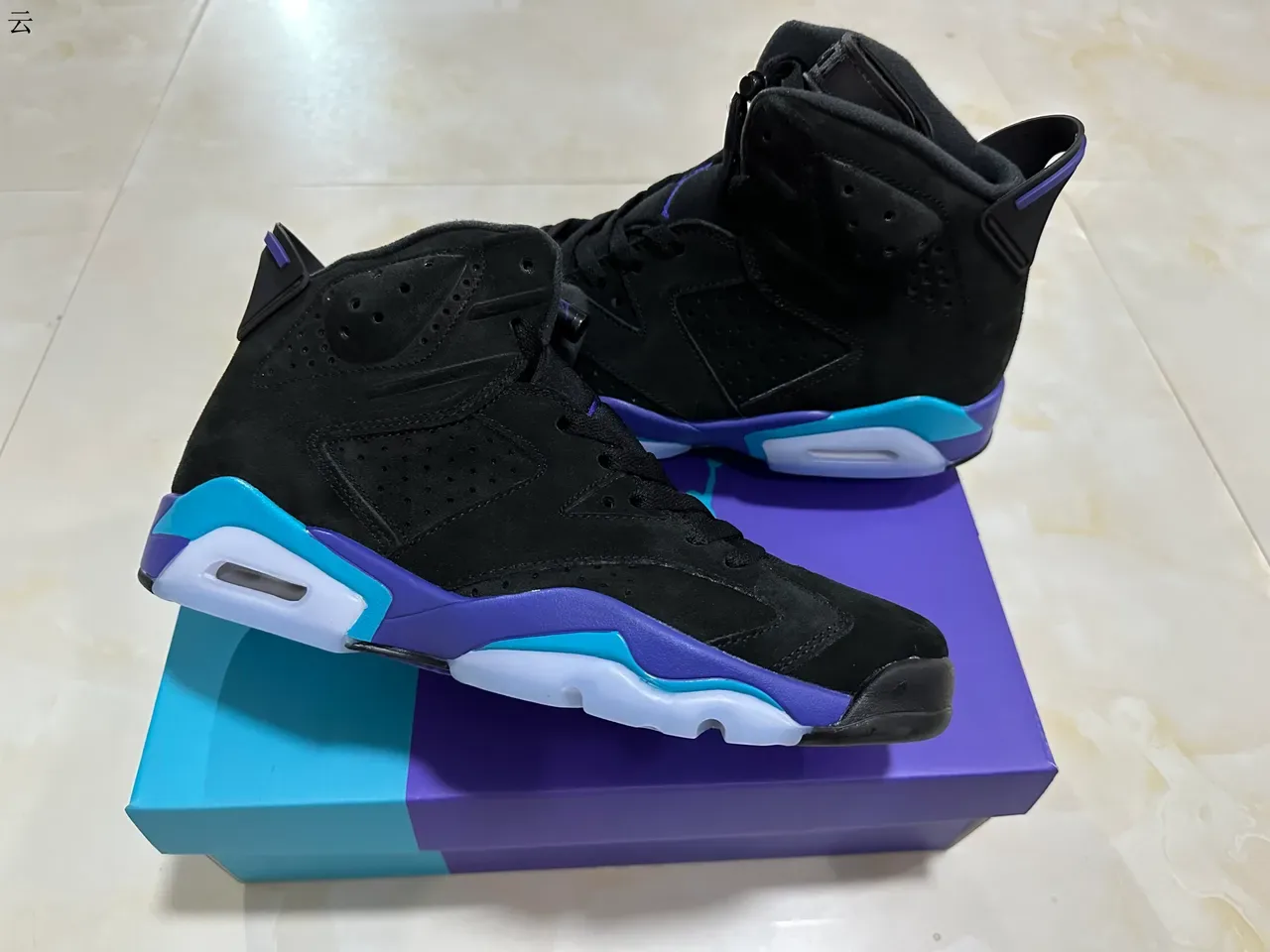 Air Jordan 6 Noir Violet Turquoise Chaussures de basket 8